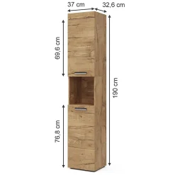 Vicco Meuble de rangement de salle de bain Chêne Wotan 37x190cm