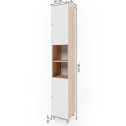 Colonne De Salle De Bains|Vicco Meuble de rangement de salle de bain Sonoma 30x190cm