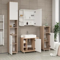Colonne De Salle De Bains|Vicco Meuble de rangement de salle de bain Sonoma 30x190cm