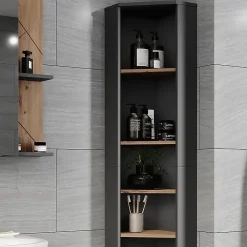 Colonne De Salle De Bains|Vicco Meuble haut dangle Anthracite/Artisan 33x192cm 7 compartiments
