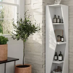 Colonne De Salle De Bains|Vicco Meuble salle de bain Blanc 31.6x70.5cm avec 3 étagères
