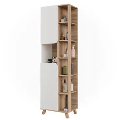 Vicco Meuble salle de bain Sonoma/blanc 50x175cm avec 2 portes