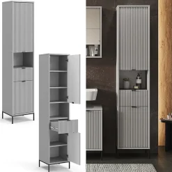 Vicco Meuble salle de bain Gris 40x190cm avec portes, et tiroir