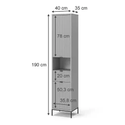 Vicco Meuble salle de bain Gris 40x190cm avec portes, et tiroir