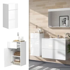 Vicco Meuble salle de bain Blanc 36.6x76.6cm avec tiroir et porte