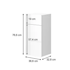 Vicco Meuble salle de bain Blanc 36.6x76.6cm avec tiroir et porte
