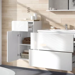 Vicco Meuble salle de bain Blanc 36.6x76.6cm avec tiroir et porte