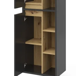 Colonne De Salle De Bains|Vicco Meuble salle de bain Anthracite 50x170cm avec portes, et compartiments ouverts