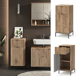 Vicco Meuble salle de bain Chêne Viking 40x87cm avec porte et tiroir
