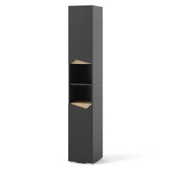 Vicco Meuble salle de bain Anthracite 30x180cm avec portes, et compartiments ouverts
