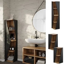 Vicco Meuble salle de bain Anthracite 31.6x70.5cm avec 3 étagères