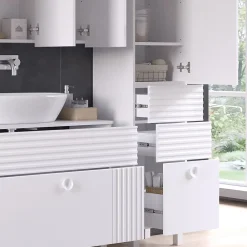 Colonne De Salle De Bains|Vicco Meuble salle de bain Blanc 40.2x192.4cm avec porte et tiroirs
