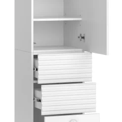 Colonne De Salle De Bains|Vicco Meuble salle de bain Blanc 40.2x192.4cm avec porte et tiroirs