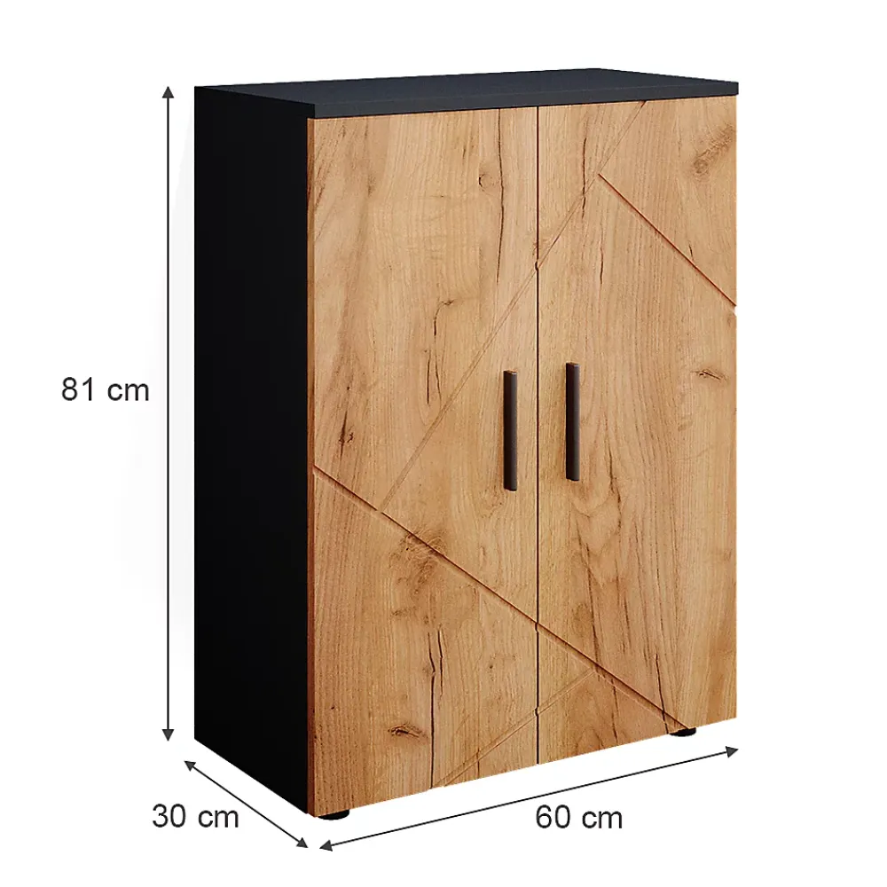 Vicco Meuble salle de bain Anthracite/chêne doré 60x81cm