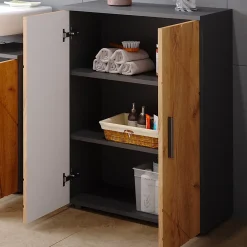 Vicco Meuble salle de bain Anthracite/chêne doré 60x81cm
