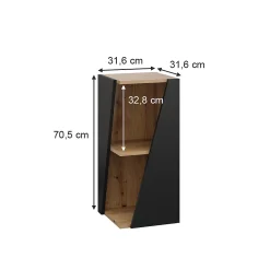 Armoire De Salle De Bains|Vicco Meuble salle de bain Anthracite 31.6x70.5cm avec étagères ouvertes