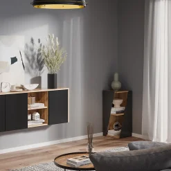 Armoire De Salle De Bains|Vicco Meuble salle de bain Anthracite 31.6x70.5cm avec étagères ouvertes