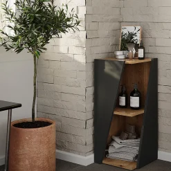 Armoire De Salle De Bains|Vicco Meuble salle de bain Anthracite 31.6x70.5cm avec étagères ouvertes