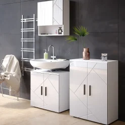 Vicco Meuble salle de bain Blanc Haute brillance 60x81cm