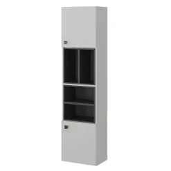 Vicco Meuble salle de bain Gris 37.5x150cm avec porte et compartiments ouverts