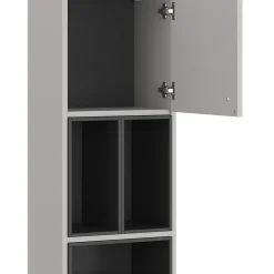 Vicco Meuble salle de bain Gris 37.5x150cm avec porte et compartiments ouverts