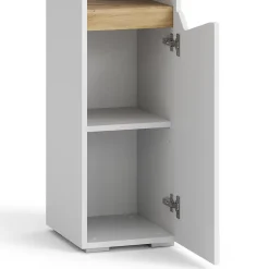 Vicco Meuble salle de bain Blanc 30x180cm avec portes, et compartiments ouverts