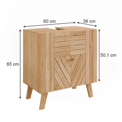 Vicco Meuble sous lavabo Bambou 60x65cm avec 2 portes