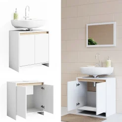 Meuble Vasque|Vicco Meuble sous vasque simple Blanc/Sonoma 58x60cm