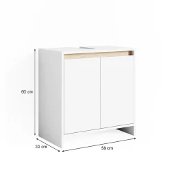 Meuble Vasque|Vicco Meuble sous vasque simple Blanc/Sonoma 58x60cm