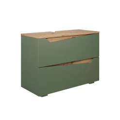 Vicco Meuble sous vasque simple Vert/Artisan 80x57.5cm avec 2 tiroirs