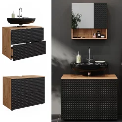 Meuble Vasque|Vicco Meuble sous vasque simple Anthracite à pois 41cm avec 2 tiroirs
