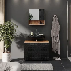 Meuble Vasque|Vicco Meuble sous vasque simple Anthracite à pois 41cm avec 2 tiroirs
