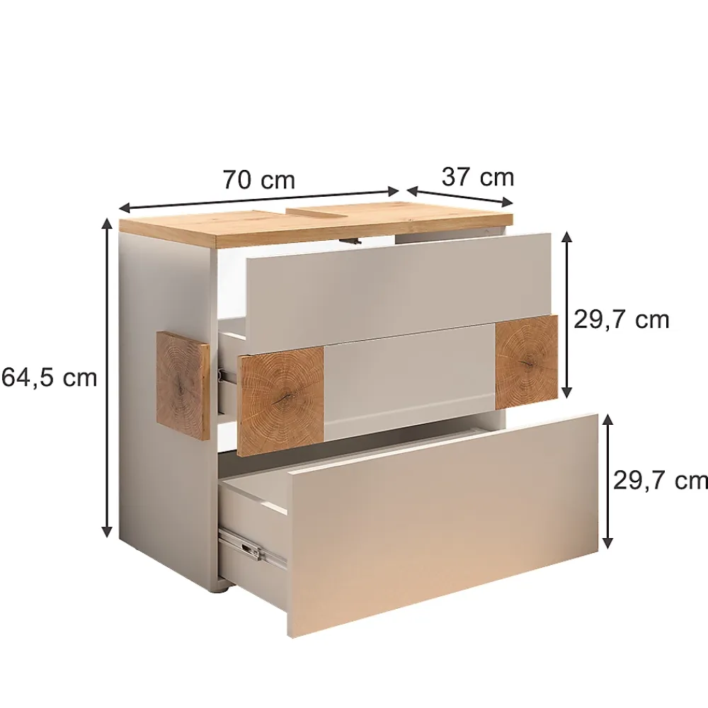 Meuble Vasque|Vicco Meuble sous vasque simple Blanc 70x64.5cm avec 2 tiroirs