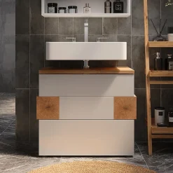 Meuble Vasque|Vicco Meuble sous vasque simple Blanc 70x64.5cm avec 2 tiroirs