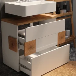 Meuble Vasque|Vicco Meuble sous vasque simple Blanc 70x64.5cm avec 2 tiroirs