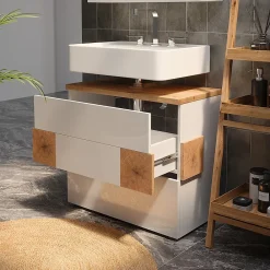 Meuble Vasque|Vicco Meuble sous vasque simple Blanc 70x64.5cm avec 2 tiroirs