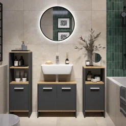 Vicco Meubles bain Anthracite/chêne doré 3 pièces