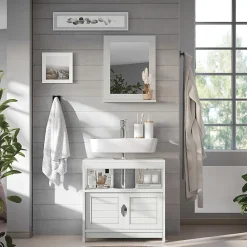 Ensemble Meuble De Salle De Bains|Vicco Meubles bain Blanc 2 pièces