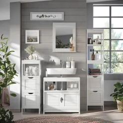 Ensemble Meuble De Salle De Bains|Vicco Meubles bain Blanc 2 pièces