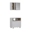 Vicco Meubles bain blanc/chêne avec armoire à glace et meuble bas