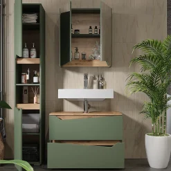 Vicco Meubles bain Vert/Artisan 3 parties avec meuble haut