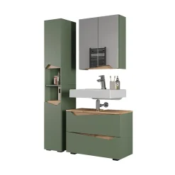 Vicco Meubles bain Vert/Artisan 3 parties avec meuble haut
