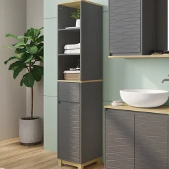Vicco Meubles de salle de bain Anthracite 30x151.5cm avec tiroir