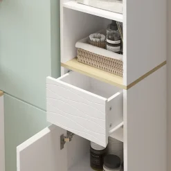 Colonne De Salle De Bains|Vicco Meubles de salle de bain Blanc 30x151cm avec tiroirs