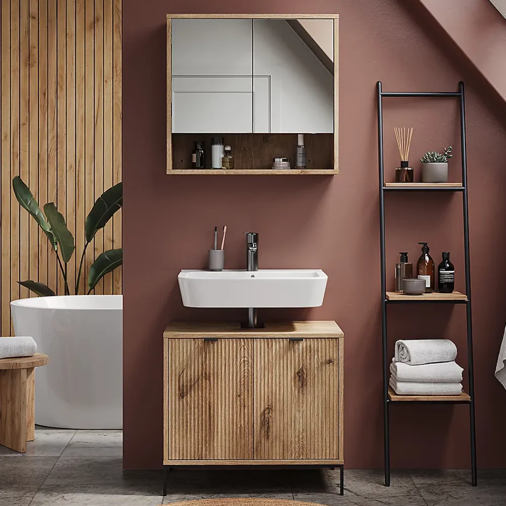 Vicco miroir de salle de bain Chêne Viking 70x65cm avec 2 portes