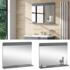 Armoire De Toilette|Vicco Miroir de salle de bain Gris 80.1x62cm