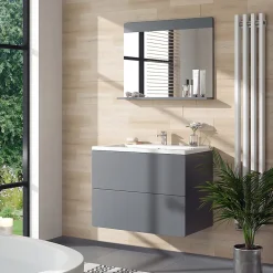 Armoire De Toilette|Vicco Miroir de salle de bain Gris 80.1x62cm