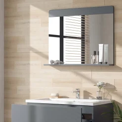 Armoire De Toilette|Vicco Miroir de salle de bain Gris 80.1x62cm
