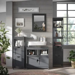 Armoire De Toilette|Vicco Miroir de salle de bain Gris 50x40cm