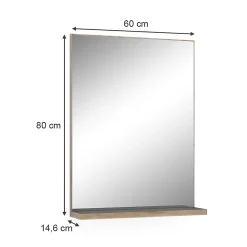 Armoire De Toilette|Vicco Miroir de salle de bain Anthracite/Viking Oak 60x80cm